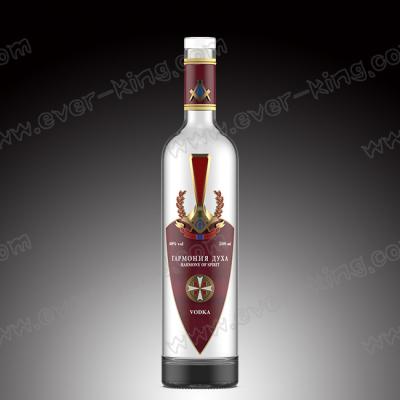 China Metal Label Vodka Glass Bottle Custom Designed 700ml for sale