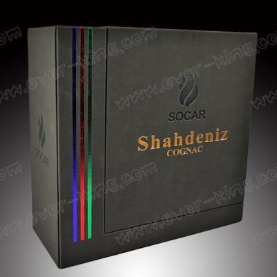 China Stamping Printing Black Luxury Magnet Packaging Box Custom Designed for sale