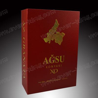 China Custom Rigid Cardboard Liquor Packaging Boxes Cognac Wine Paper Gift Box for sale