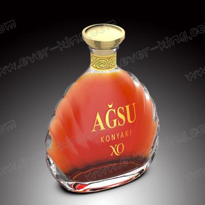 Chine Bouteille en verre 750ml de flacon plat de cognac de vin de boisson alcoolisée avec Cork Stopper à vendre