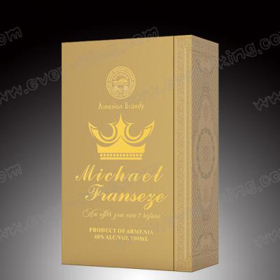 China Caixa feita sob encomenda da gaveta do presente de Matt Gold Printed Logo Wine para Brandy Whisky Packaging à venda