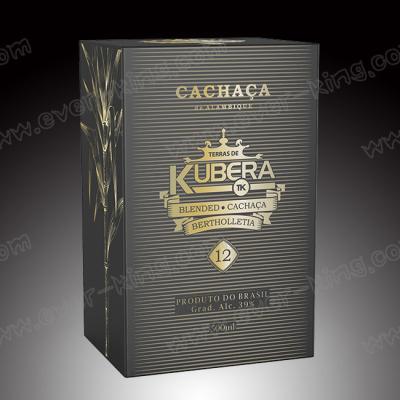 China Custom Luxury Matt Black Rigid Cardboard Liquor Packaging Boxes With Two Cups for sale