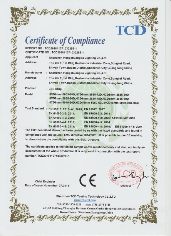 CE - Shenzhen Hongchuangda Lighting Co., Ltd.