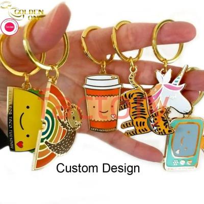China Enamel Personalized Metal Keychain Round Double Sided Chrome Plated Circle for sale
