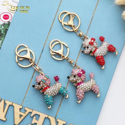 China Koreaanse versie gekleurde diamant schattig puppy creatief metaal auto VIP tas hanger kleine cadeau sleutelhanger Te koop