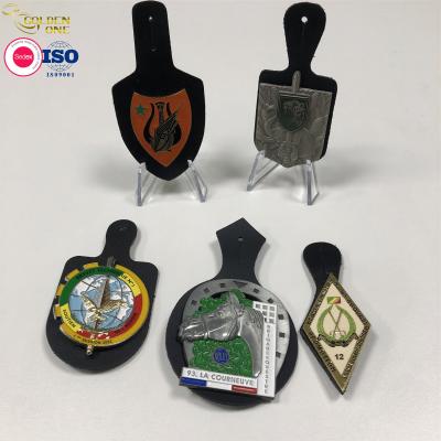 China International Custom Shaped Lapel Pins , Soft Enamel Metal Zinc Alloy Badge With Leather for sale