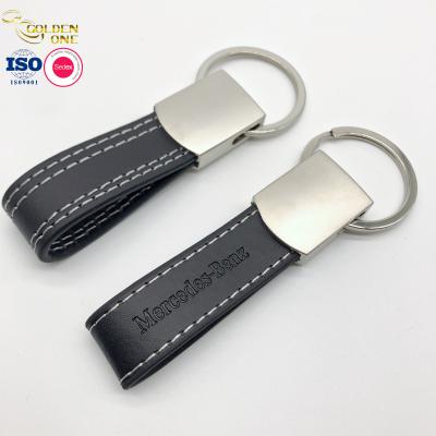 Chine Hot Sale Luxury Vintage Custom Color Laser Engraved Genuine Black Strap Armband Cowhide Leather Key Ring With Logo à vendre