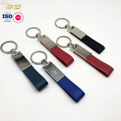 China Promotional  Gifts Sublimation Engraved Car Metal  Key Chains Custom Logo Double-sided Pu Leather Key Chain à venda
