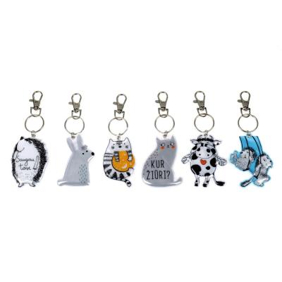 China Printing Cute Cartoon Keychain Plastic 3D Reflective Personalised Keychain for sale