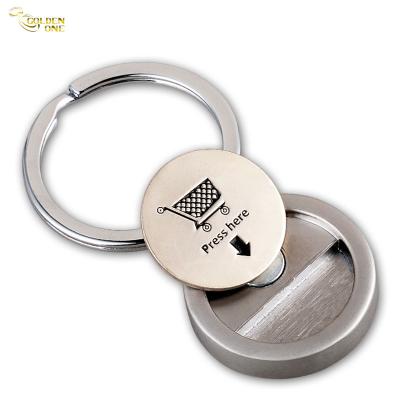 China Clear Personalised Trolley Keyring , Zinc Alloy Custom Trolley Token Key Ring for sale