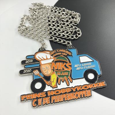 China Truck Car Custom Enamel Medals Zinc Alloy Trophies Medals With Nickel Chain for sale