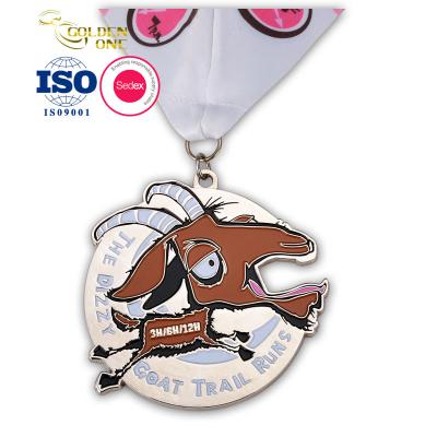 China Fashion Coat Sheep Animal Shape Metal Sports Medal Silver Plated Sand Gold Medal for sale