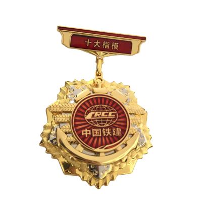 China Wholesale Honor Award High Level Shiny Gold Shiny Nickel Double Plated Metal Epoxy Coating Decoration Medaille Medal for sale