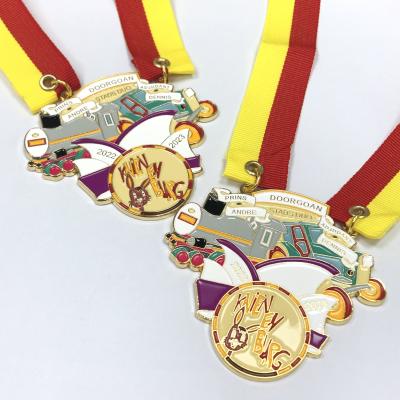 China 2022 Hot Sell Gift Custom Zinc Alloy Rabbit Animal Cute Sports Souvenir Celebrate Colorful Performance Carnival Medal for sale