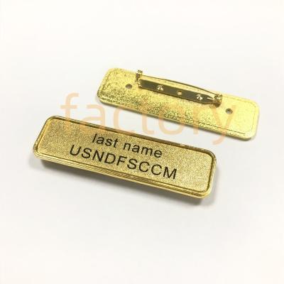 China Gold Plated Name Tag Badge Clothing Custom Made With Safety Pin for sale