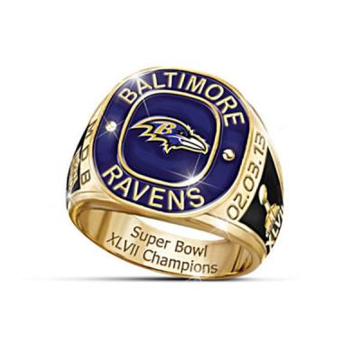 China Zinc Alloy Gold Championship Ring , Metal Soft Enamel Customized Championship Ring for sale