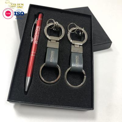 China Hot Sale  Promotional Corporate Advertisement Gift Set Keychain And Pen Custom  Luxury Business Gift With Logo for sale