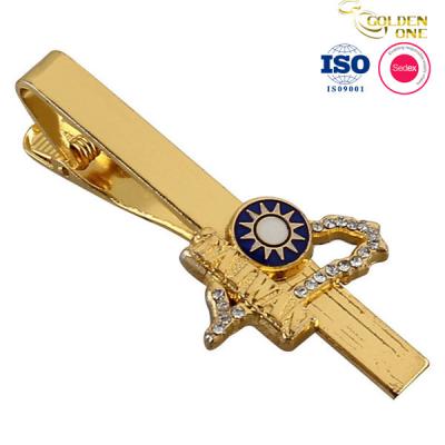 China Gold Diamond Shirt Tie Clip Custom Plating For Business Gift for sale