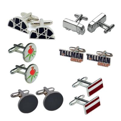 China Metal Soft Enamel Suit Shirt Engraved Logo Tie Clips Stainless Steel Custom Men Cuff Links for sale