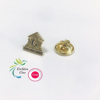 China Custom Soft Enamel Image Square Lapel Pin Masonic Slipper Metal Country Hat Lapel Pin For Suit for sale