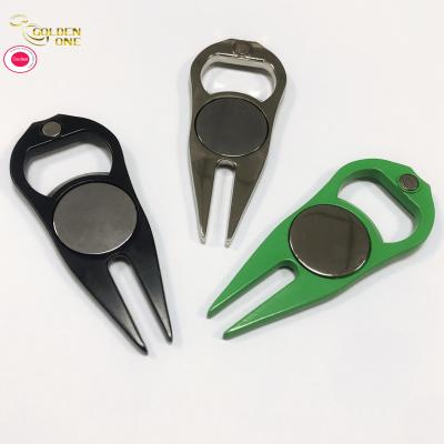 China Warmverkauf Custom 25mm Form Luxus Magnetmarmor Leer Golf Accessoires Metallkugel Golf Marker Metall Golf Divot zu verkaufen