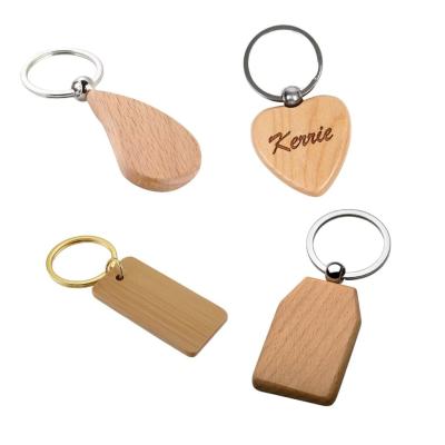 China Wholesale Custom Circle Shape Plain Accessories Engravable Wooden carving clear Logo Keyring Wood Blank Metal Keychain for sale