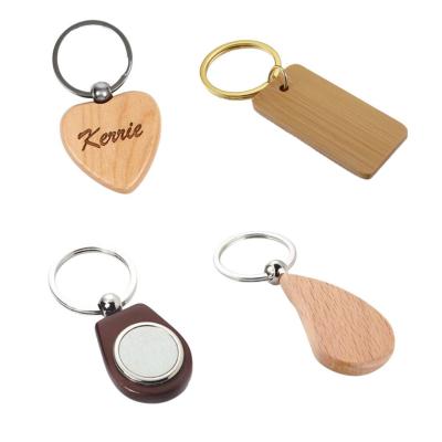China China Eco Friendly Custom Print Logo Engraved Wooden Souvenir Blank Inital Wood Keychain zu verkaufen