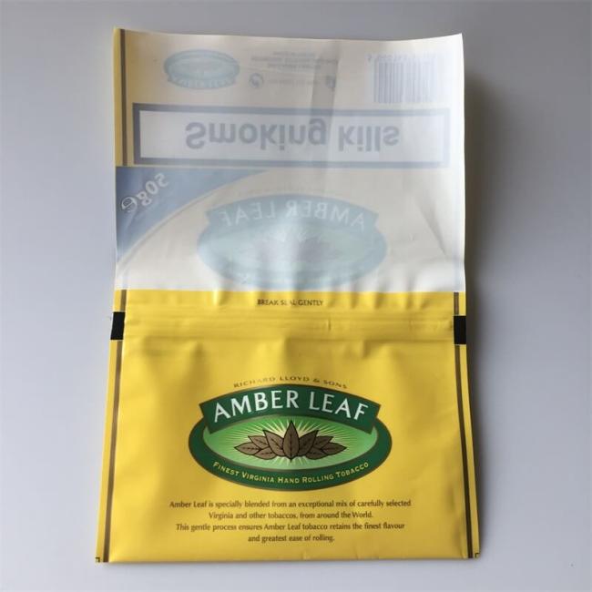 Plastic Baccy Packaging Bag Rolling Tobacco Pouches with Zipper and Sticker​