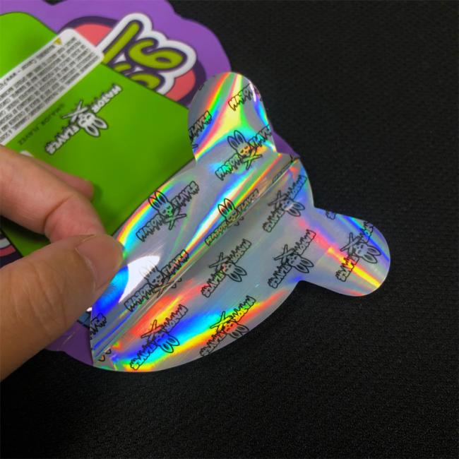 Holographic Effect Special Shape Food Grade  Pouch For 3.5g 5g 15g