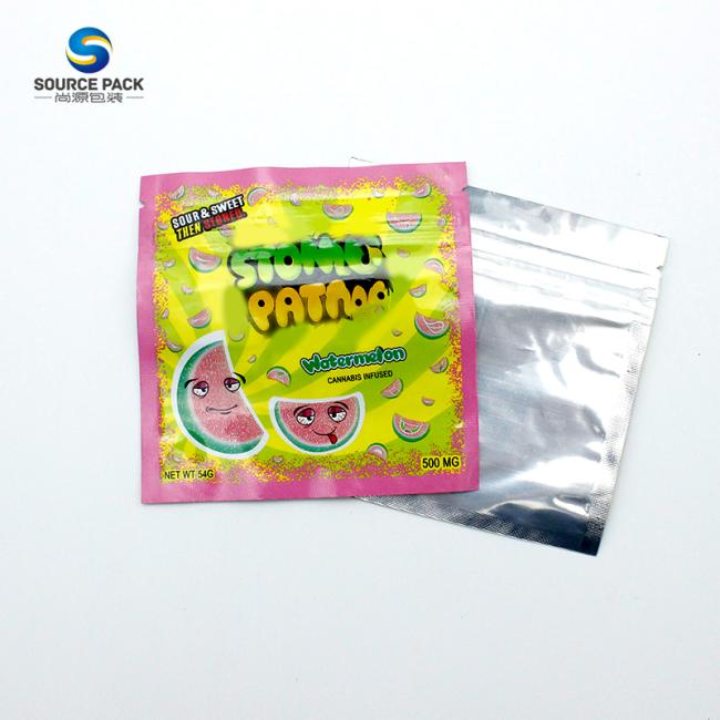 Aluminum Foil Custom Mylar Ziplock Cannabis Packaging 3.5g Bags For Gummies