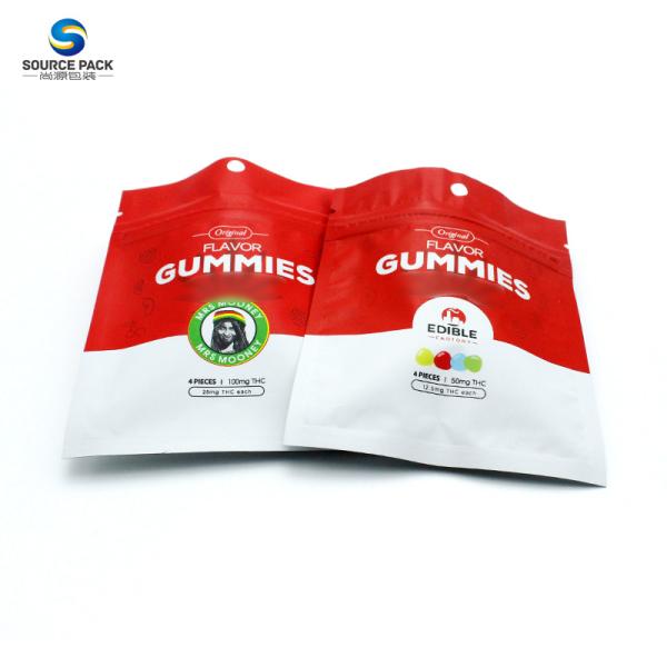 Quality Three Side Seal Gummy Mylar Weed Packaging Plastic Packaging Pouch With Zipper for sale