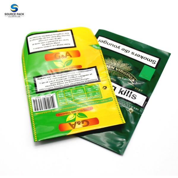 Quality OEM ODM Design Tobacco Packaging Pouch 25g 50g Gravure Printing for sale