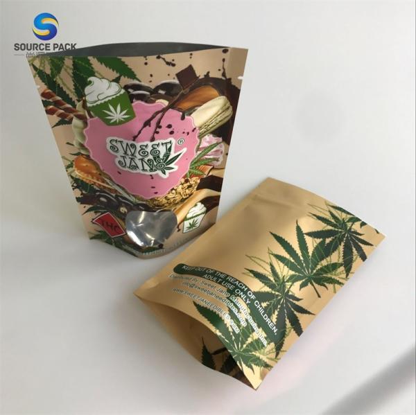 Quality Custom Mylar Weed Packaging Stand Up Pouch Edible Packaging With Ziplock for sale