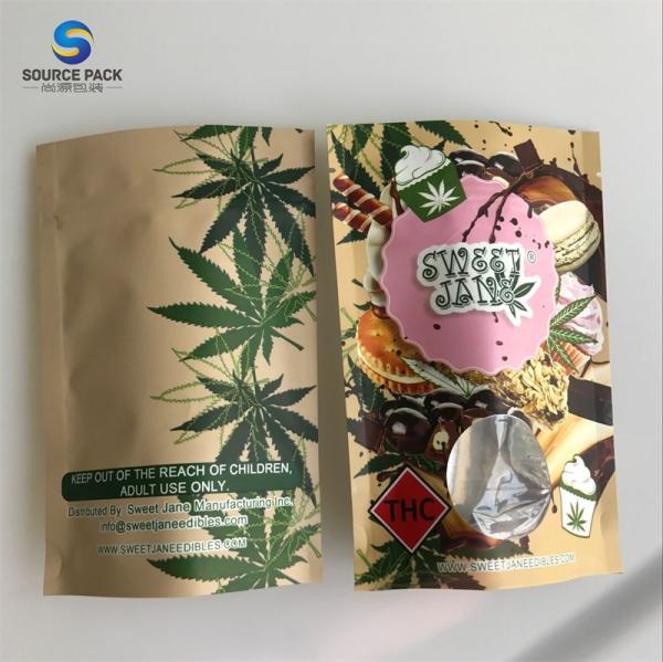 Quality Custom Mylar Weed Packaging Stand Up Pouch Edible Packaging With Ziplock for sale
