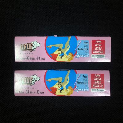 China Natural Arabic Gum Smoking Slim Rolling Paper With Gold Stamping And Food Grade Ink for sale