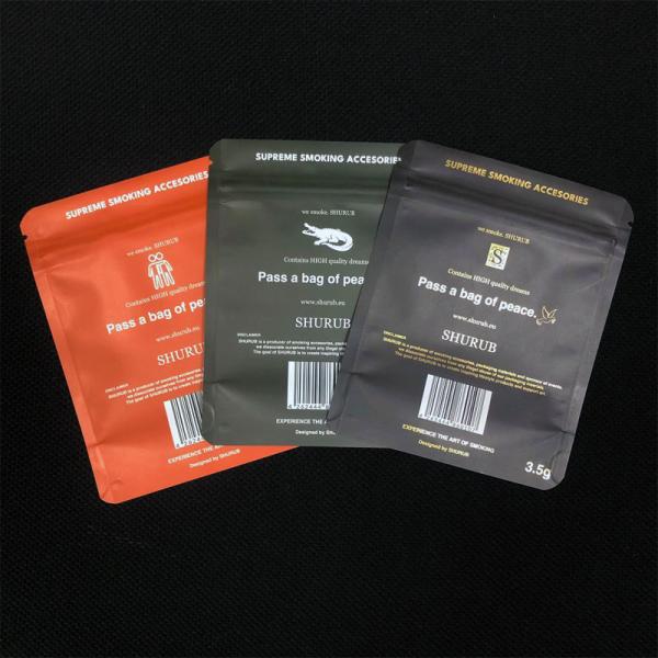 Quality Food Grade Weed Packaging Bag 3.5g Doypack Stand Up Pouch With Zip Lock for sale