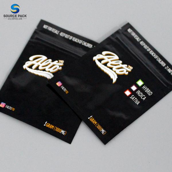 Quality Black Color Weed Packaging Bag Heat Seal Candy Bags 3.5g Smell Proof for sale