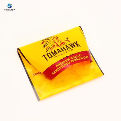 China Tobacco Leaf Cigarette Packing Plastic Ziplock Bag With Clear Wrap And Sticker for sale