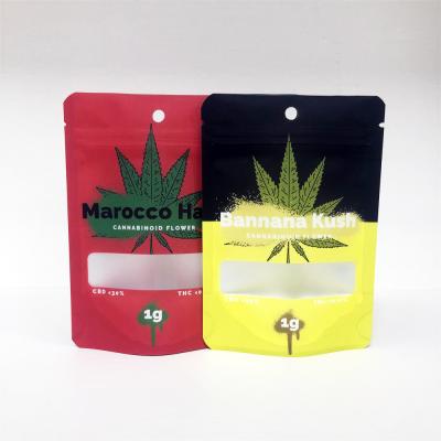 China Canabis Weed Packaging Bag Resealable Zipper Stand Up Pouch With Window for sale