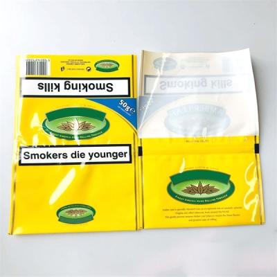 China Bolsa de embalaje de hojas para fumar Bolsa de tabaco rodante al por mayor con cremallera y pegatina en venta