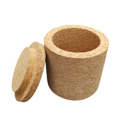 China Dia. 8cm Cork Storage Box Cylindrical Round Shaped With Cork Lid for sale
