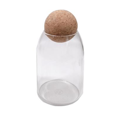 China Borosilicate Glass Jar With Cork Ball Stopper Dia30mm To 100mm for sale