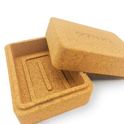 中国 Rectangular Cork Soap Box Case Holder With Lid Easy To Dry Durable 販売のため