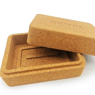 China Rectangular Cork Soap Holder Dish Container Box Case For Bathroom Traveling for sale