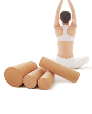 China High Density FSC Natural Cork Yoga Pillar Roller D100*300mm Fine Grain Muscle Relief for sale