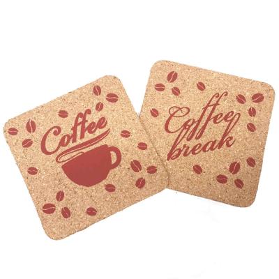 China Coffee Cups 4''X4'' Square Cork Coasters Bulk Heat Resistant Printed Words for sale