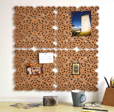 China Memo Pin Board Cork Notice Boards For Kitchen Hollow Carved 12*12in 500pcs for sale