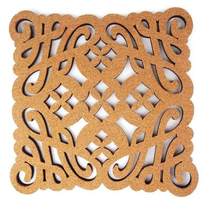 China 12''X12'' Decorative Cork Wall Tiles Hollow Carved Elegant Deisgn FDA PROP65 for sale