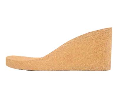 China Breathability Antishock Natural Cork Sole Heel Wedge Inserts For Sandals Women for sale