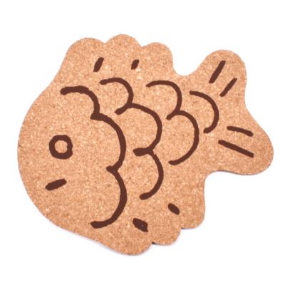 China ISO9001 Engraved Cork Fish Shaped Coasters Eco Heat Resistant for sale